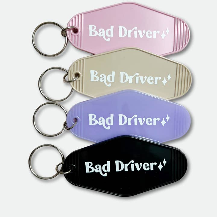 Bad Driver Retro Motel Keychain for wholesale by One Oliver