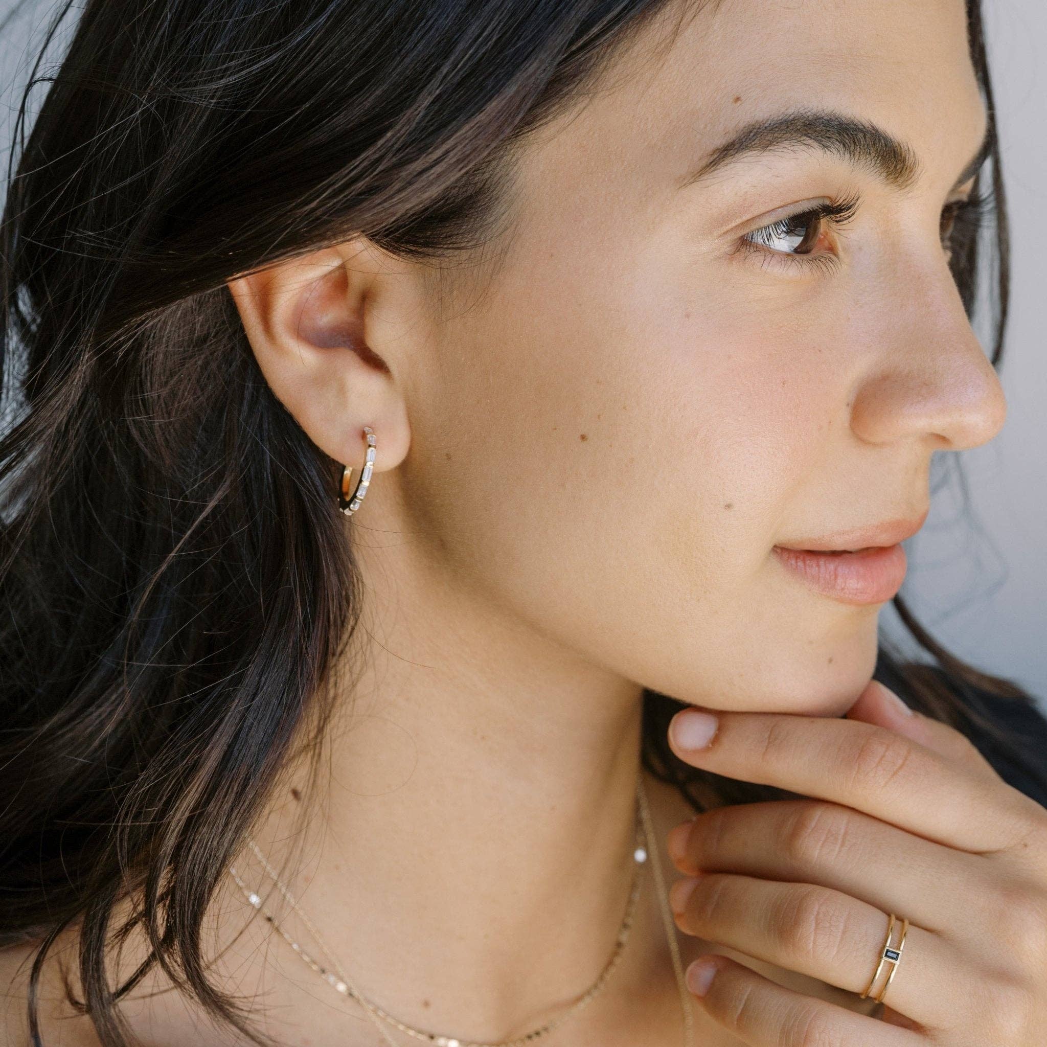 Honeycat Jewelry - Wholesale Hoop Earrings - Crystal Baguette Hoops12