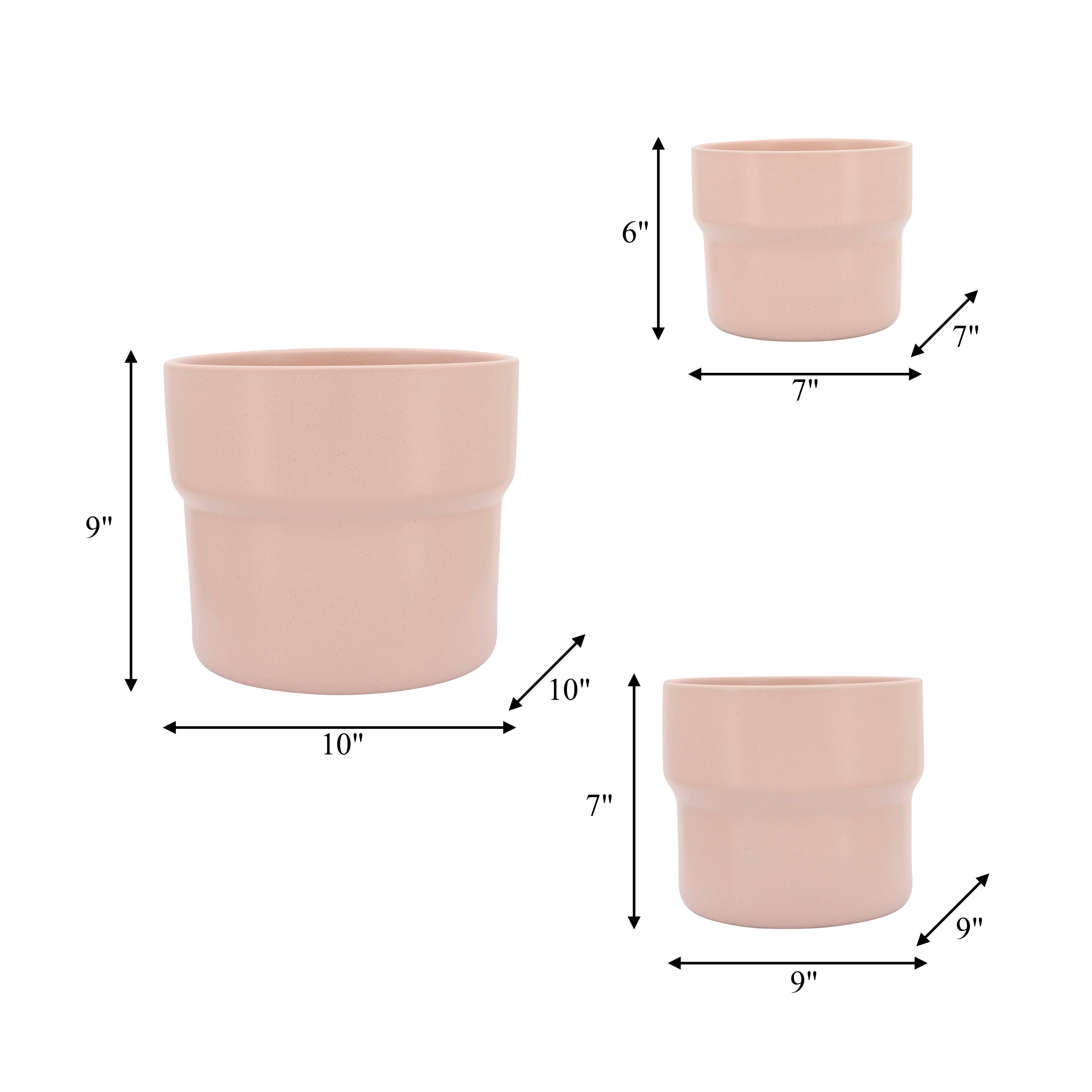 Sagebrook Home - Wholesale Plant Pot - Planters Set of 3 - Pink Ceramic Round Mushroom, 7/9/10 in.3