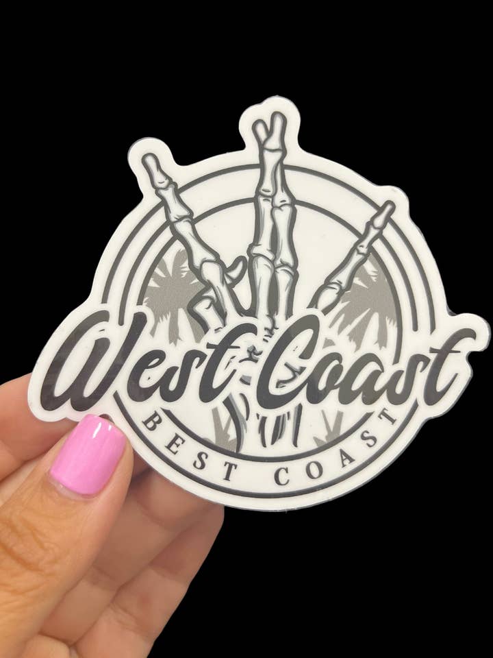West Coast Best Coast Vinyl Sticker (Skeleton) for wholesale by I Will Cut You Creations