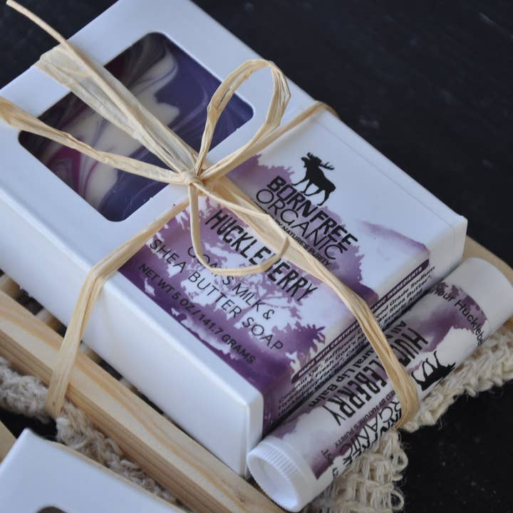 Huckleberry Soap & Lip Balm Gift Set for wholesale by Born Free Organic