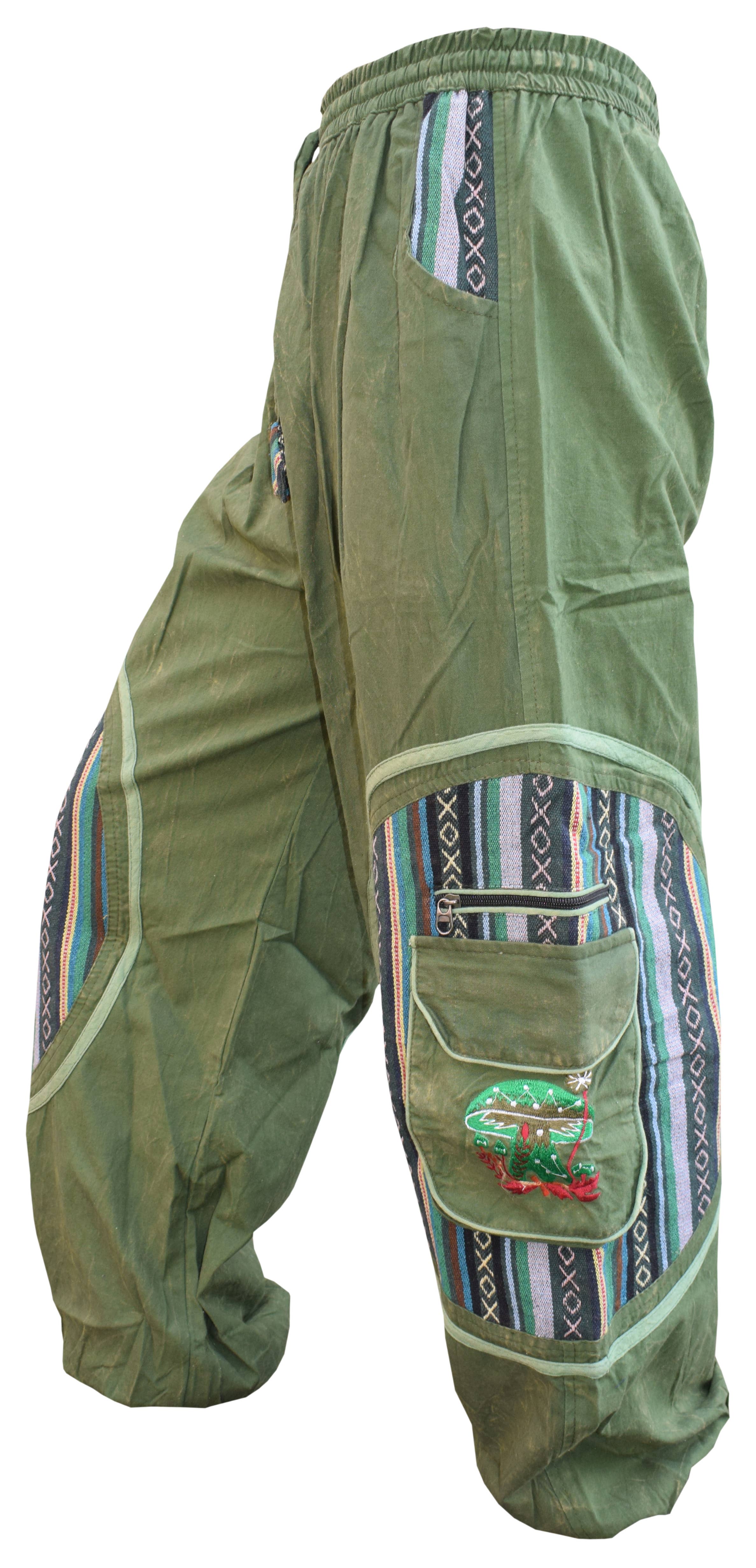 Gheri - Wholesale Pants - Unisex - Aztec Pocket Mushroom Embroidery Parachute Cargo Trousers5