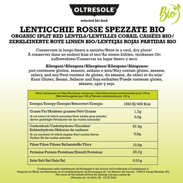 Oltresole - Wholesale Beans - Broken Red Lentils Bio 1 Kg4