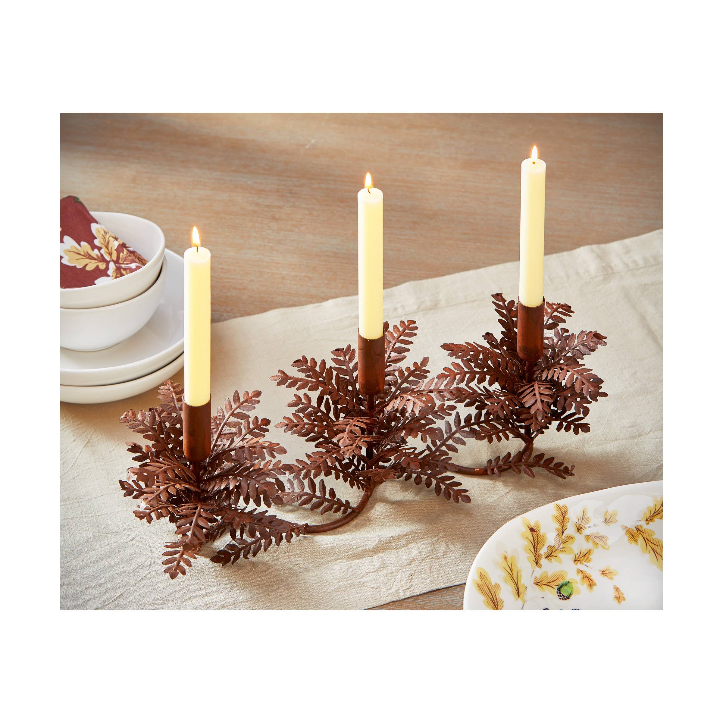 tag - Wholesale Candle Holder - Greenery 3 Taper Holder Rust Iron Fall1