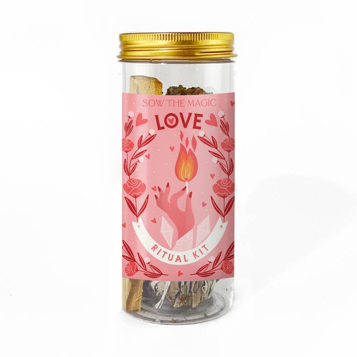 Coffret rituel d’amour avec quartz rose, palo santo et sauge pour la vente par Sow the Magic