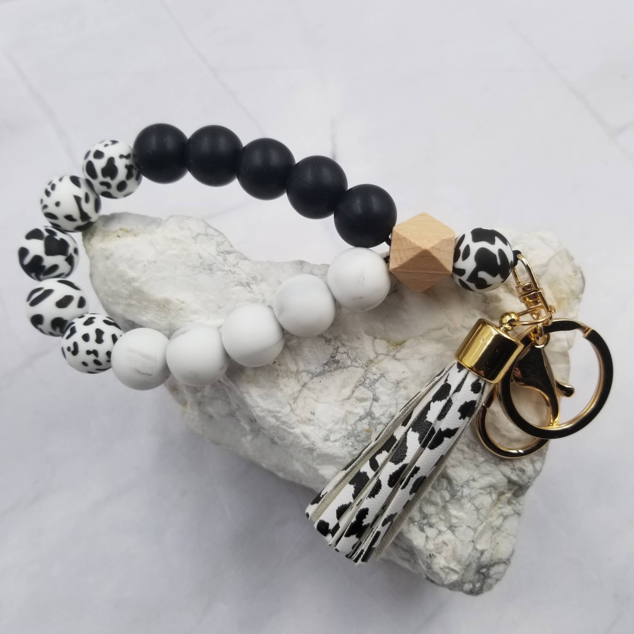 The Pretty Jewellery – wholesale Nyckelringsarmband – Silikon armband nyckelring Leopard pärla armband3