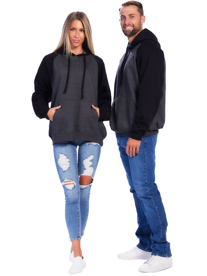 Coed Raglan Pullover Hoodie Fleece, 2-Tone for wholesale by U.S. Apparel