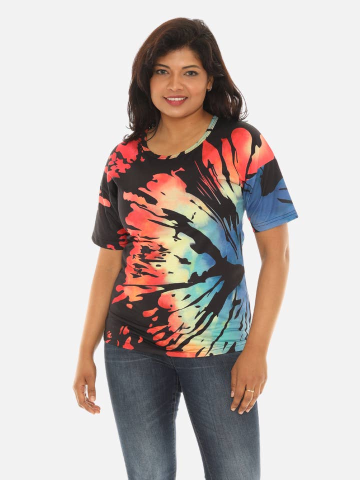 Top de manga corta con efecto tie dye para venta al por mayor de Shoreline Wear. INC