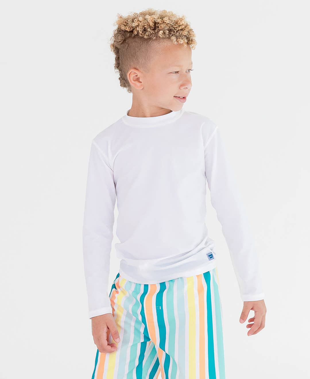 Boys White Long Sleeve Rash Guard for wholesale on Faire7