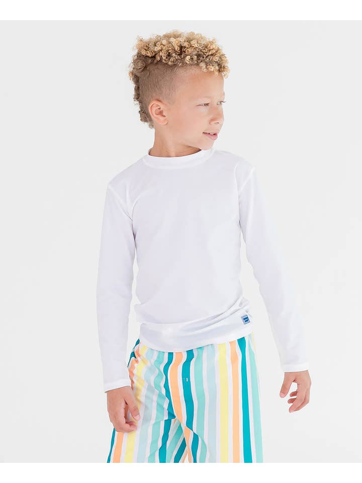 Boys White Long Sleeve Rash Guard
for wholesale on Faire7