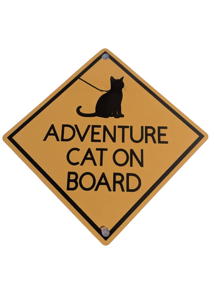 Adventure Cat on Board Car Window Sign for wholesale by Made By Scratch Crafts