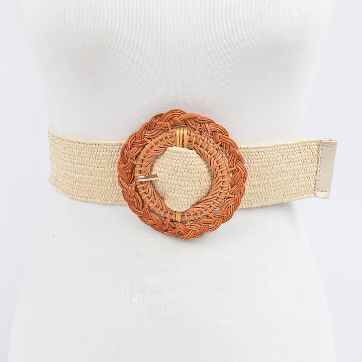 Cintura in paglia elasticizzata con fibbia in per la vendita all'ingrosso da parte di 3AM BY H&D ACCESSORIES