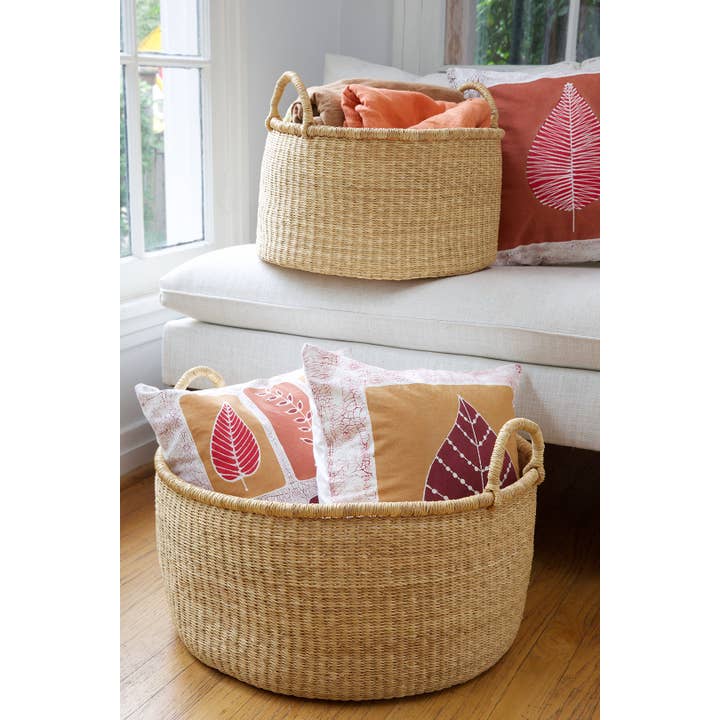 Swahili | AFRICAN MODERN - Wholesale Basket - Set of Two Natural Woven Grass Floor Baskets