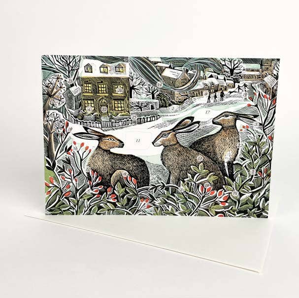 Art Angels - Wholesale Advent Calendar - We Three Hares Mini Advent Card - Angela Harding0