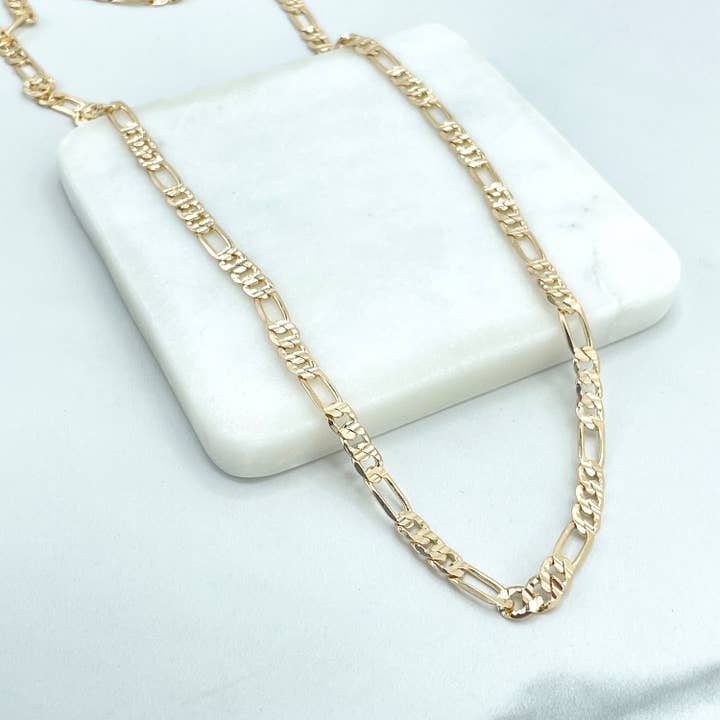 18k Gold Filled 6mm Flat Figaro Chain, 24 Inches Long Necklace, Classic Jewelry, Wholesale Jewelry Making Supplies for wholesale by DIJU Jewelry
