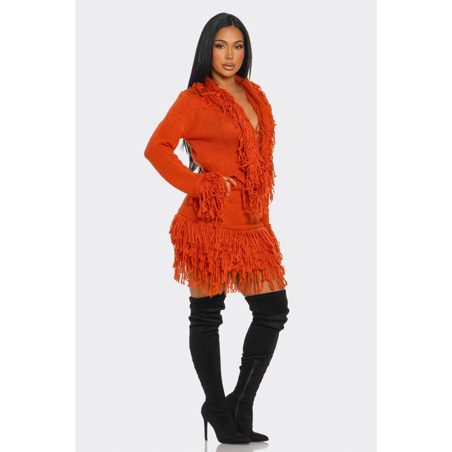 DORCAS - Wholesale Top & Skirt Set - Women's - Fringe Sweater Skirt Set22