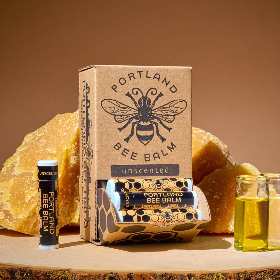 Portland Bee Balm - Wholesale Lip Balm - Unscented Beeswax Lip Balm Display – 24-Count