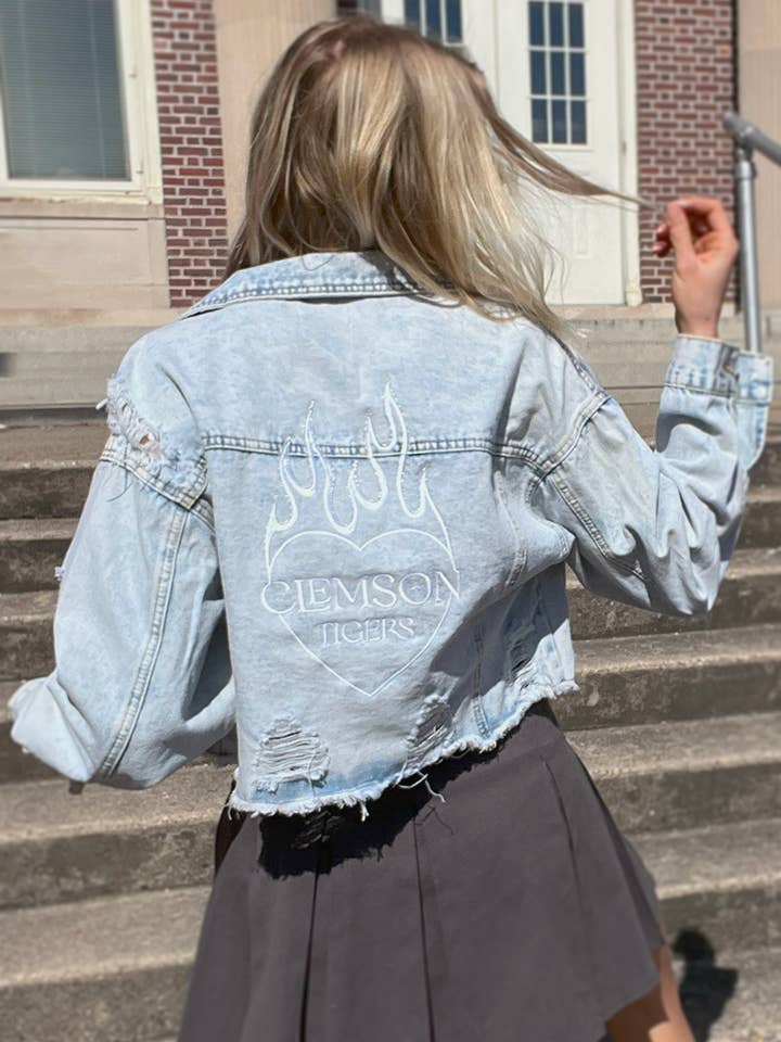 Clemson University Perfect Match Denim Jacket for wholesale by Rivalry Runway