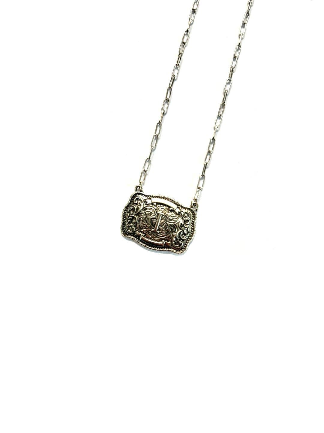 Snowing West - Wholesale Pendant/Charm Necklace - Western Belt Buckle Initial Necklace8
