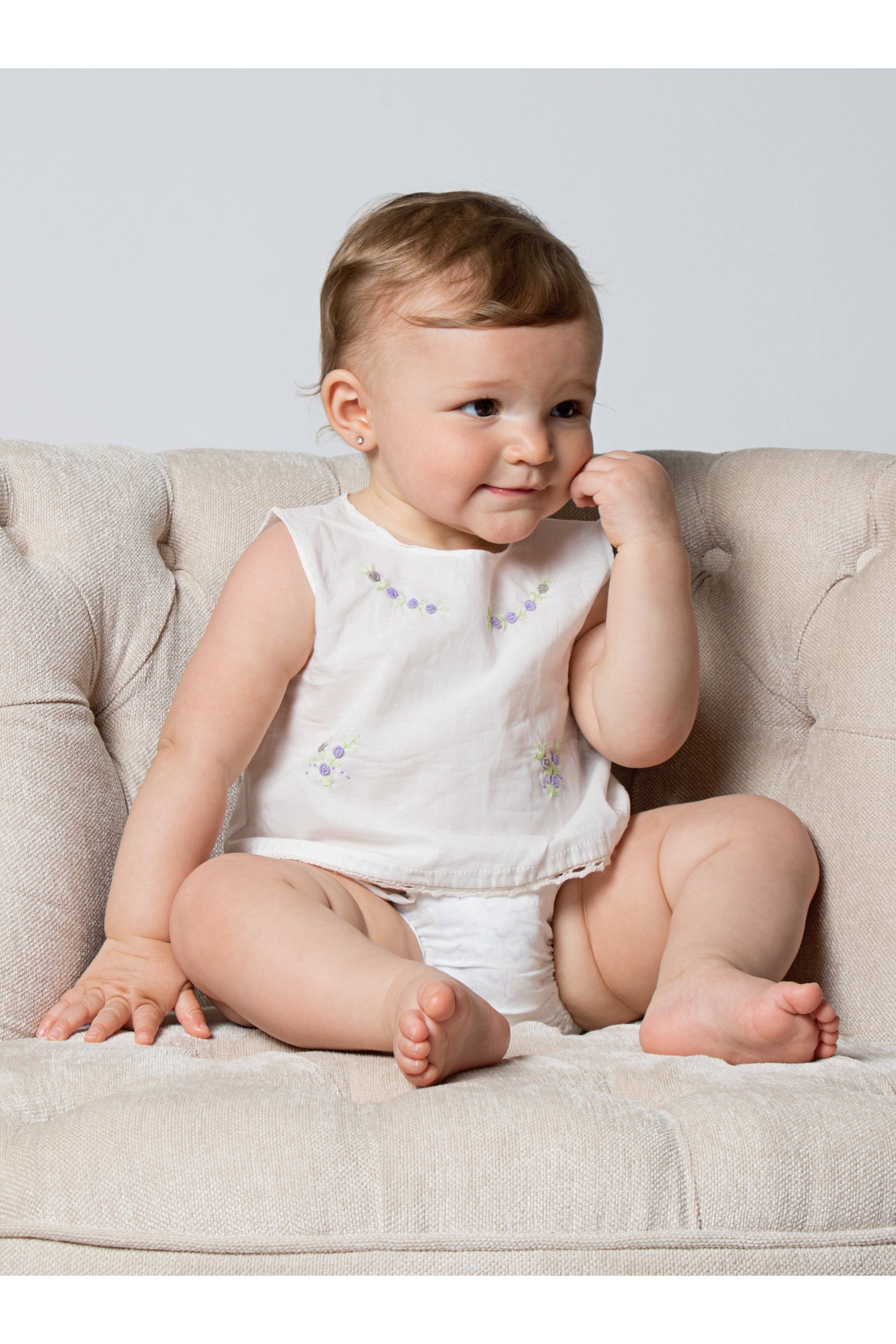 Julius Berger & Carriage Boutique - Wholesale Clothing Set - Baby - Baby Girl Sleeveless Two Piece Diaper Set - Classic Cream0