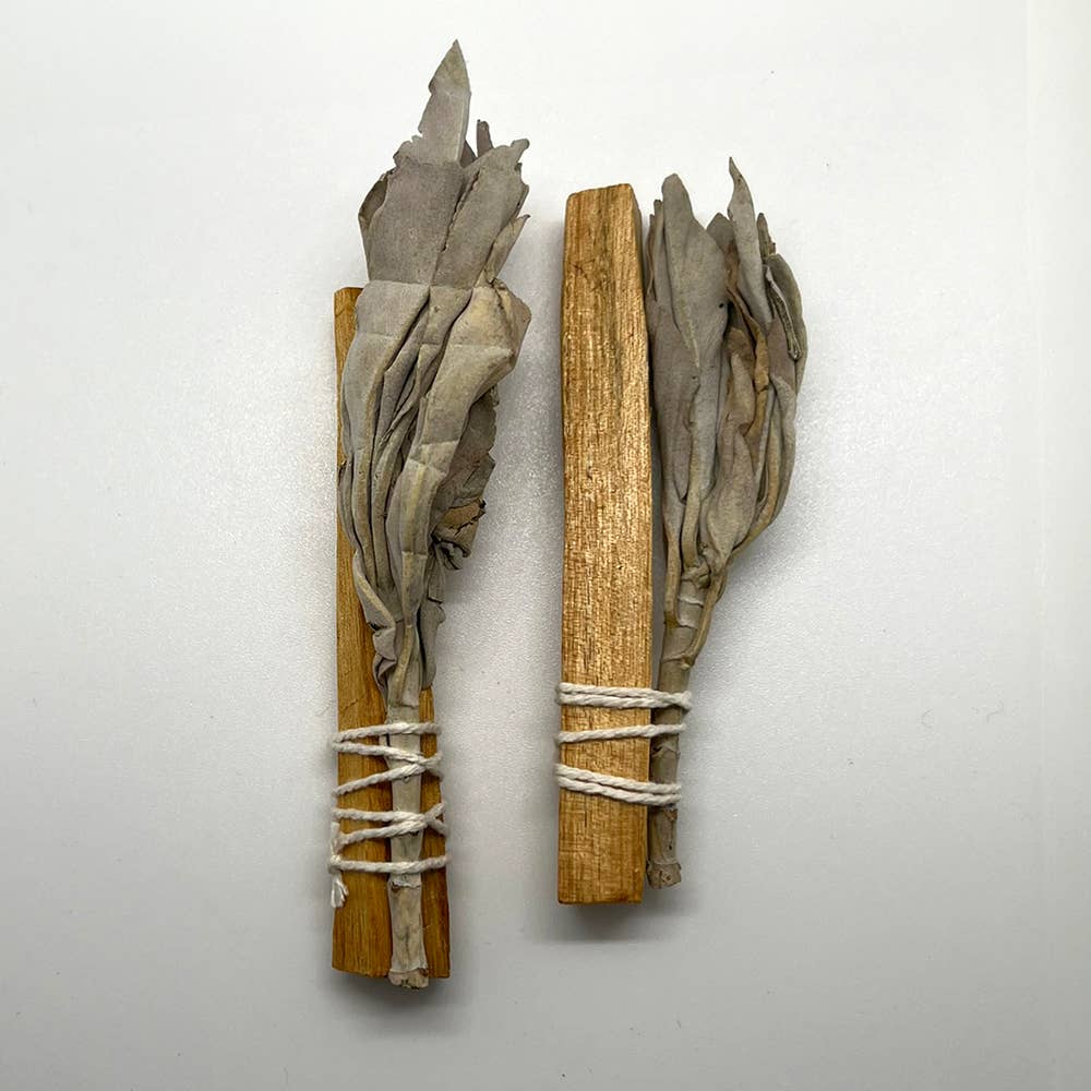 VIE – wholesale Sage bundle – Mini Smudge Cluster, White Sage with Palo Santo 4"5