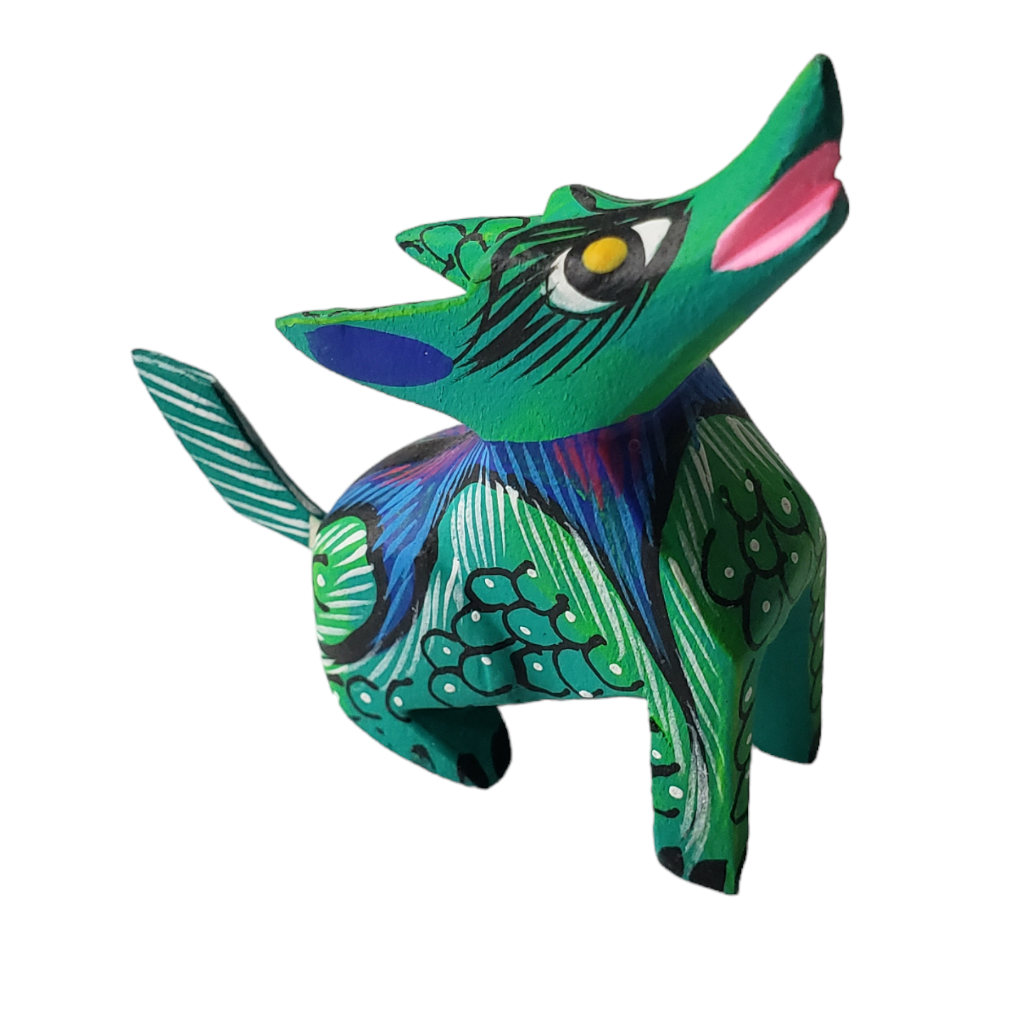 The Little Pueblo - Wholesale Decorative Figurine - Oaxacan Alebrije Coyote Mini Wood Carving Mexican Hand Painted0