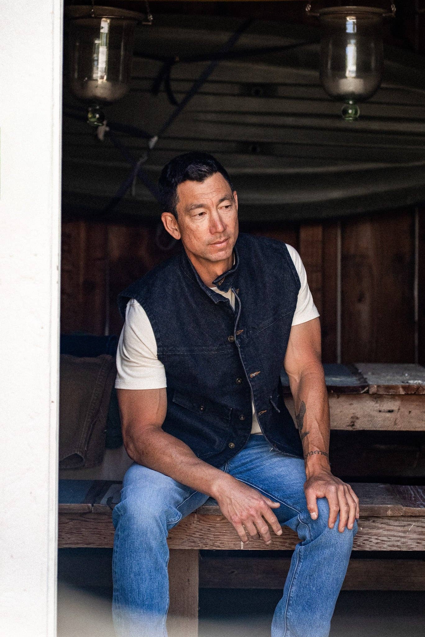 James Vest | Black 14oz Broken Twill Denim for wholesale on Faire8