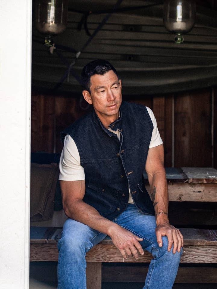 James Vest | Black 14oz Broken Twill Denim for wholesale on Faire8