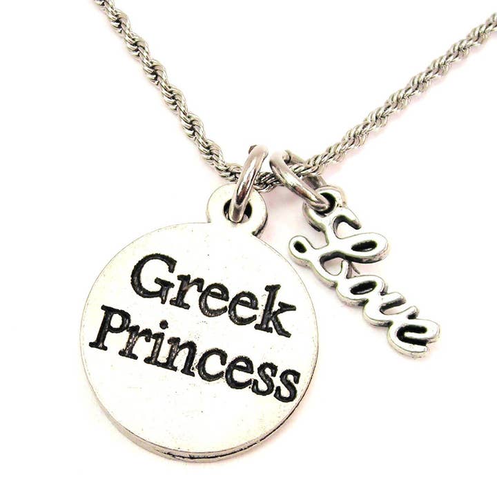 Greek Princess 20" Rope Necklace With Love Accent Greece for wholesale by Chubby Chico Charms