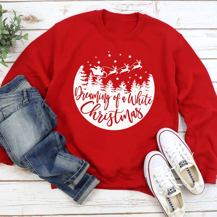 Dreaming of a White Christmas, Christmas Sweatshirt for wholesale by Tee Story