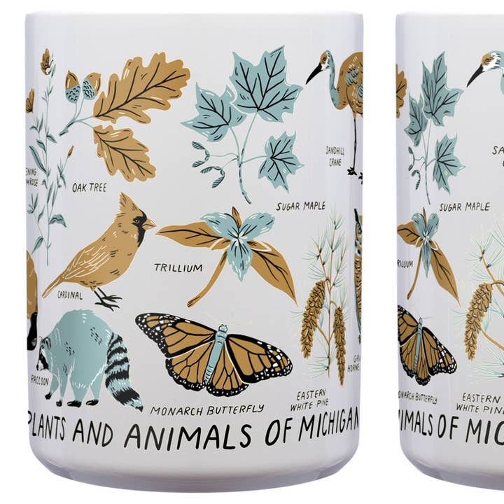Animals and Plants of Michigan Mug for wholesale by City Bird