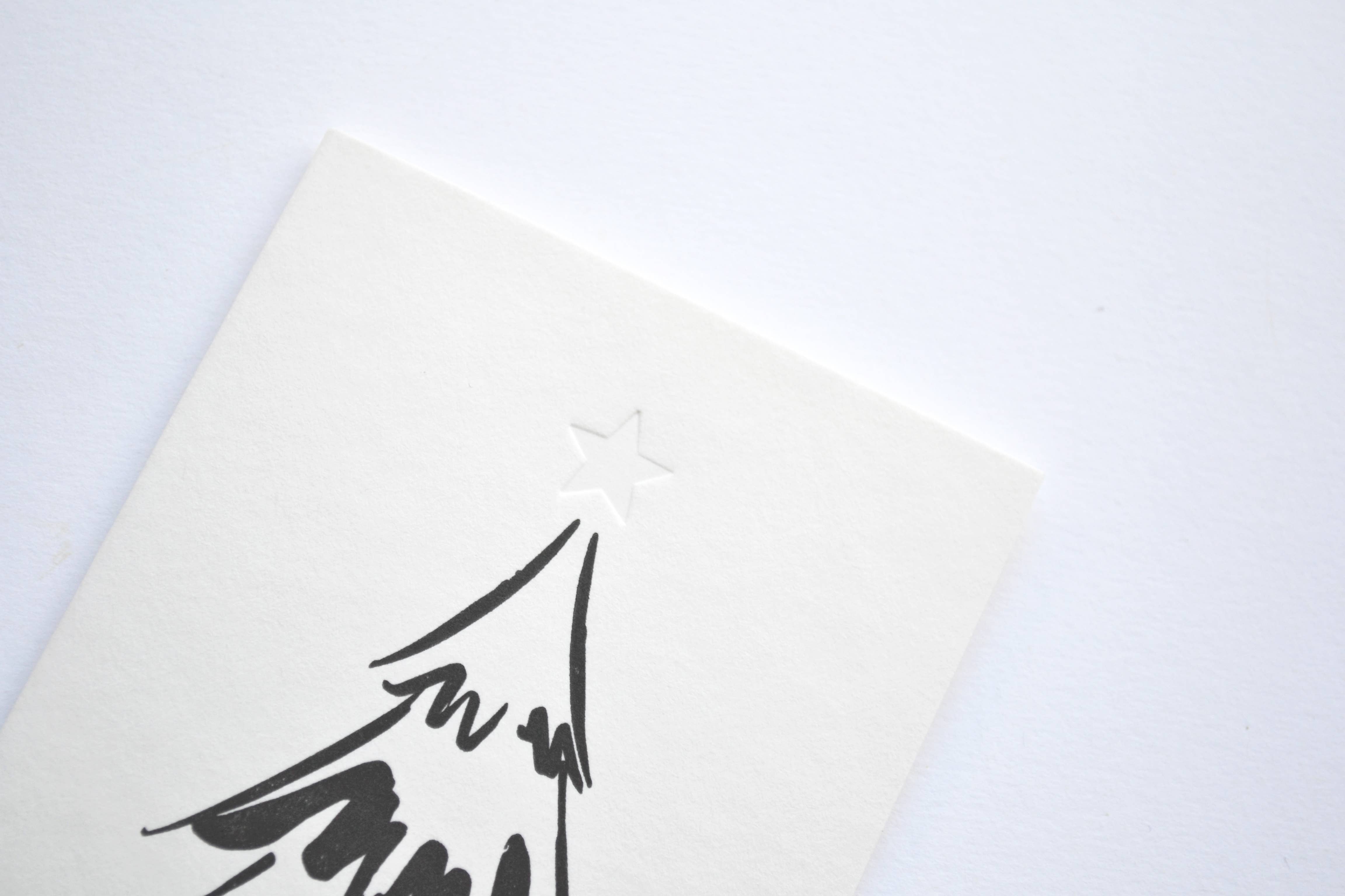 Alex & Olive - Wholesale Christmas Card - Christmas Tree Handcrafted Mini Card - Letterpress Printed2