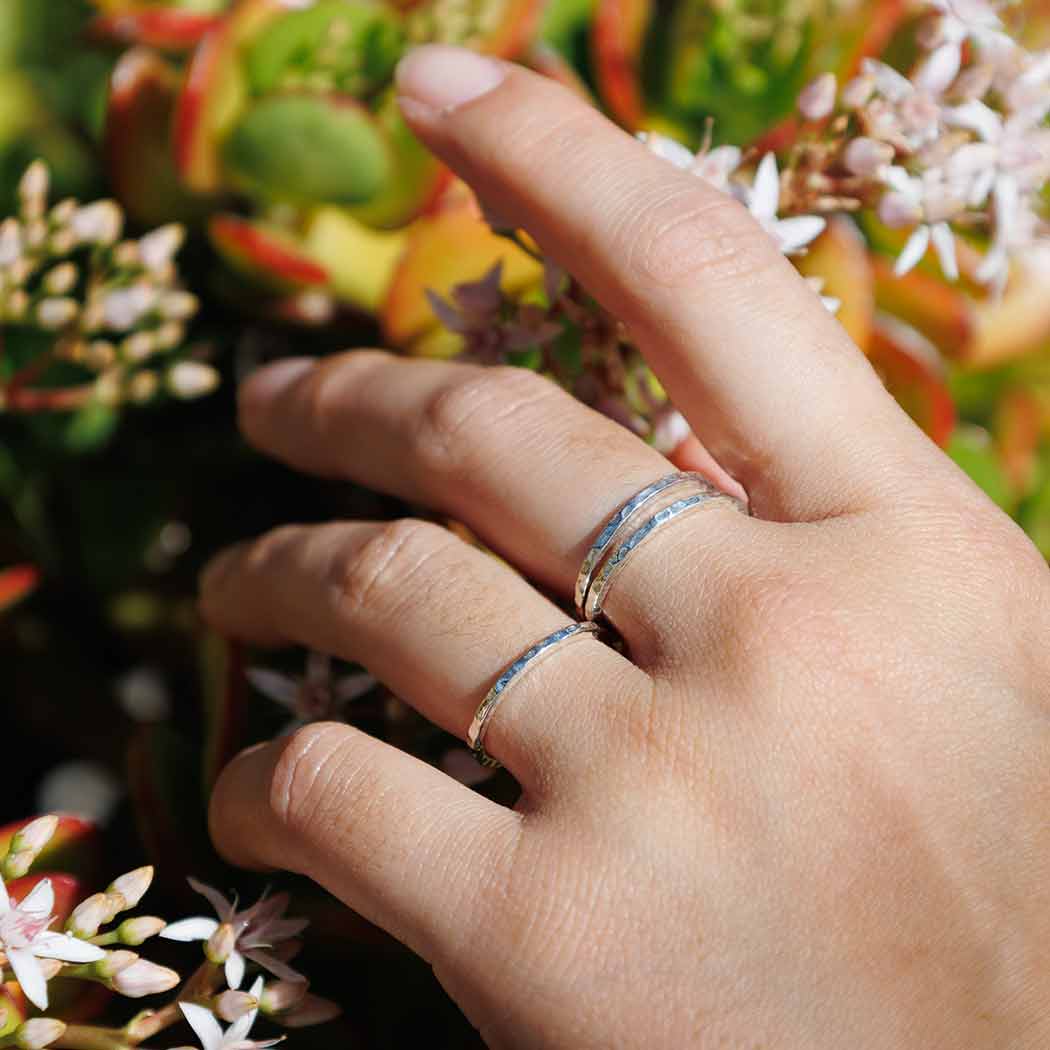 Nina Designs - Wholesale Band/Stacked Ring - Silver, Bronze or Gold Hammer Finish Stacking Rings2