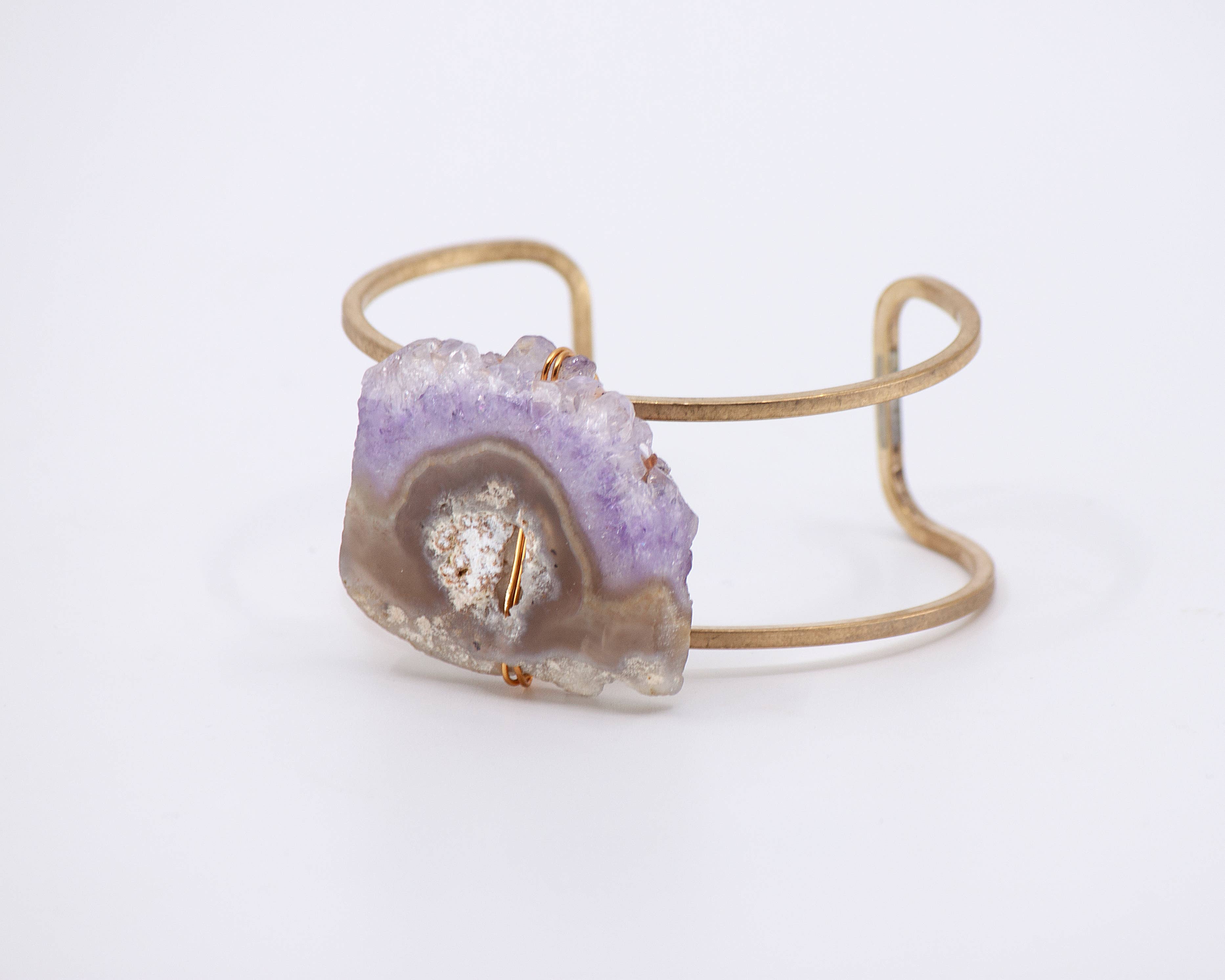 Sara Sela Jewelry - Wholesale Cuff Bracelet - Natural Amethyst Druzy and Brass Wire Wrapped Cuff Bracelet10