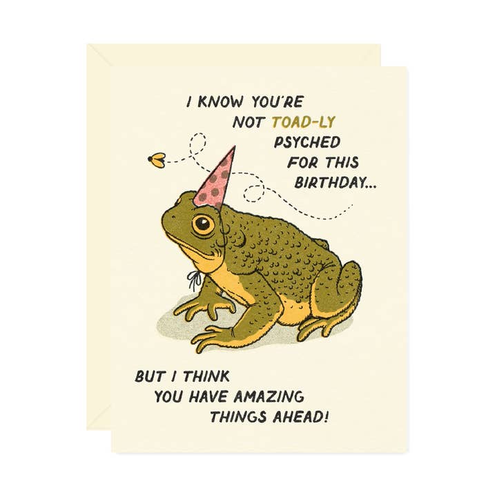 Toad-ly Amazing Birthday Card for wholesale by Wallflower Paper & Party