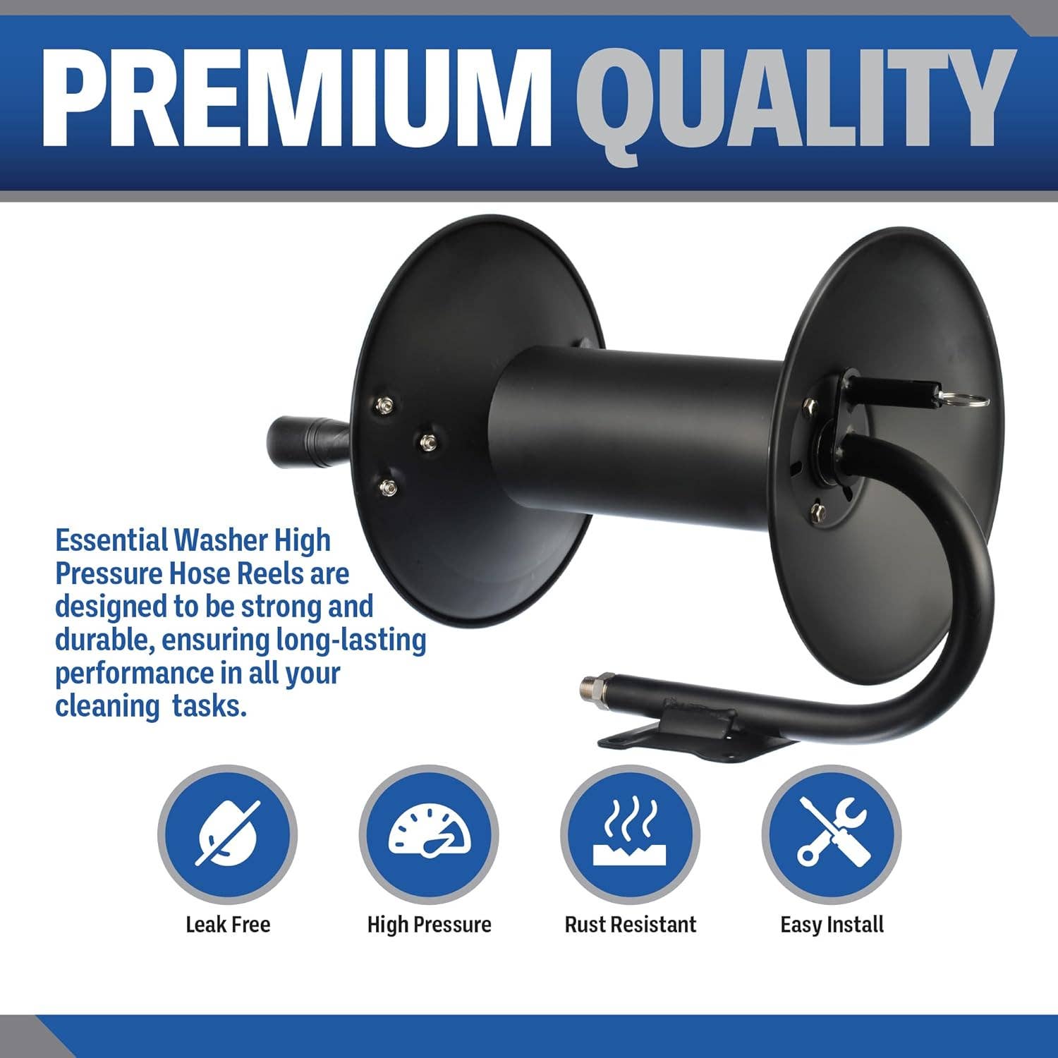 Essential Washer - Wholesale Tool Set - 100' FT Pressure Washer Hose Reel Kit | 8 FT Whip Line1