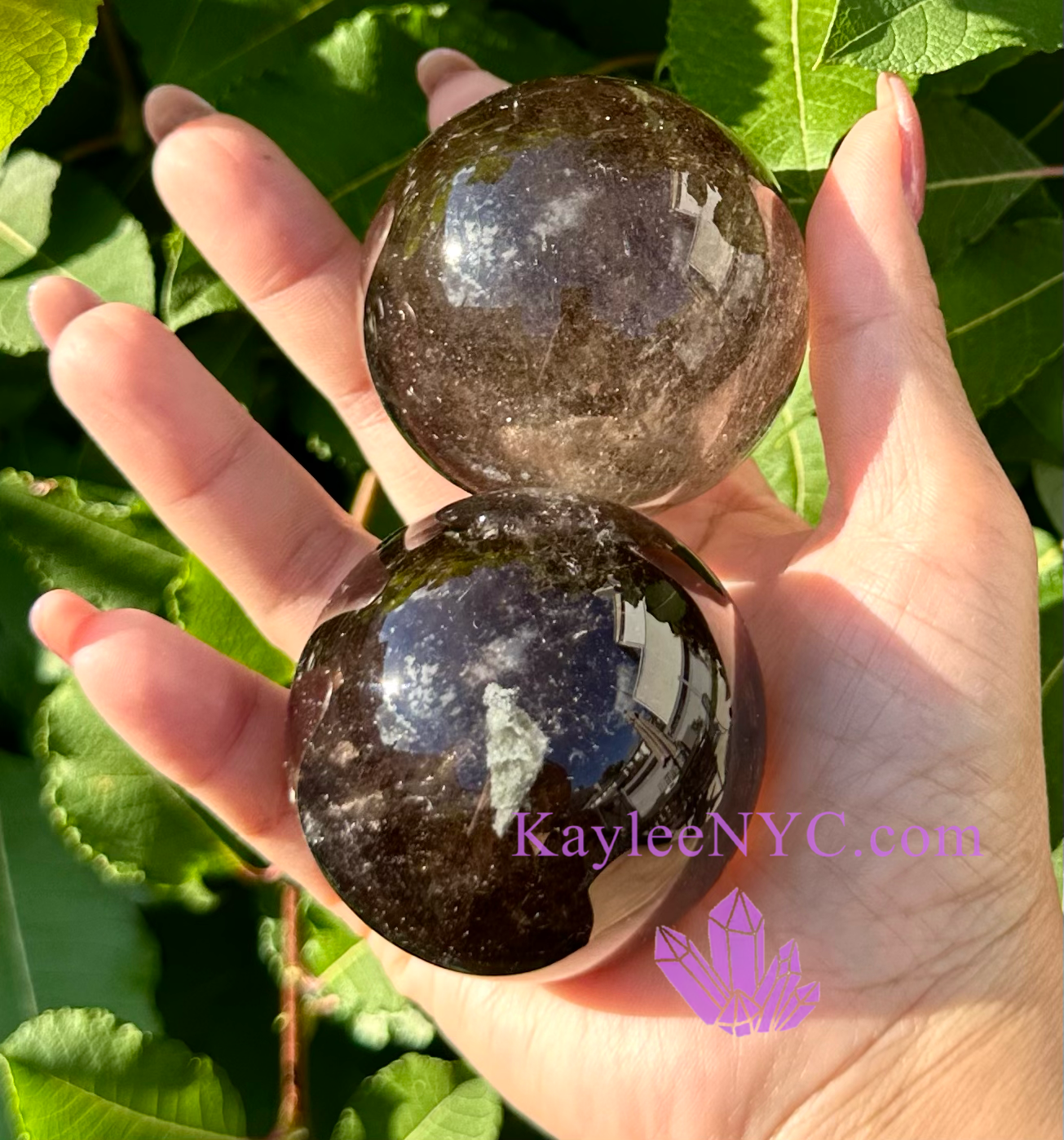 KayleeNYC – wholesale Spiritual stone/crystal – 3-4 PCs Natural Smoky Quartz Spheres Crystal Ball 2.9-3lbs8