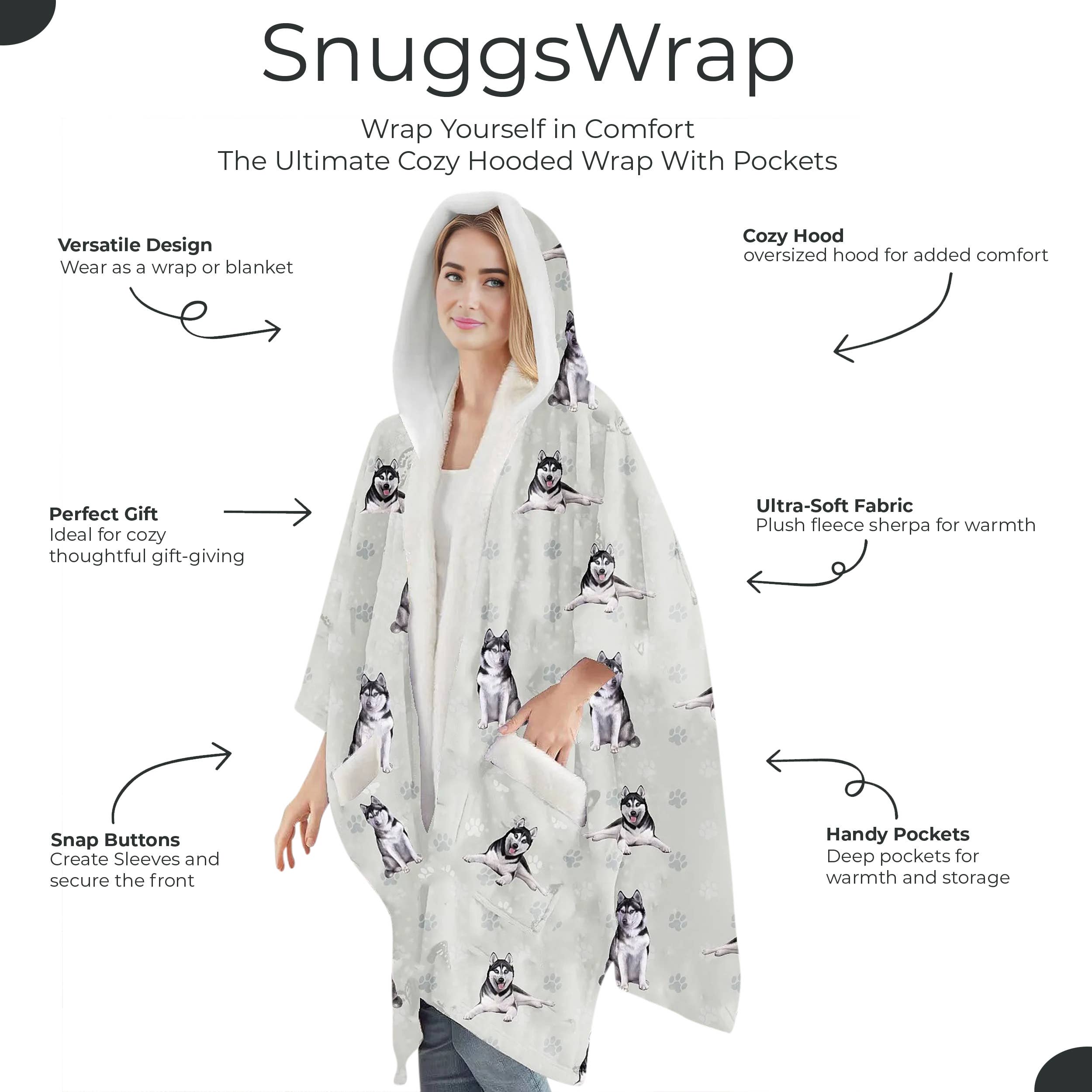 E&S Pets – wholesale Hoodie – Unisex – Siberian Husky Snugg Wraps with Hoodie – Ultra Soft Sherpa Fleece Wrap for Pet Lovers1