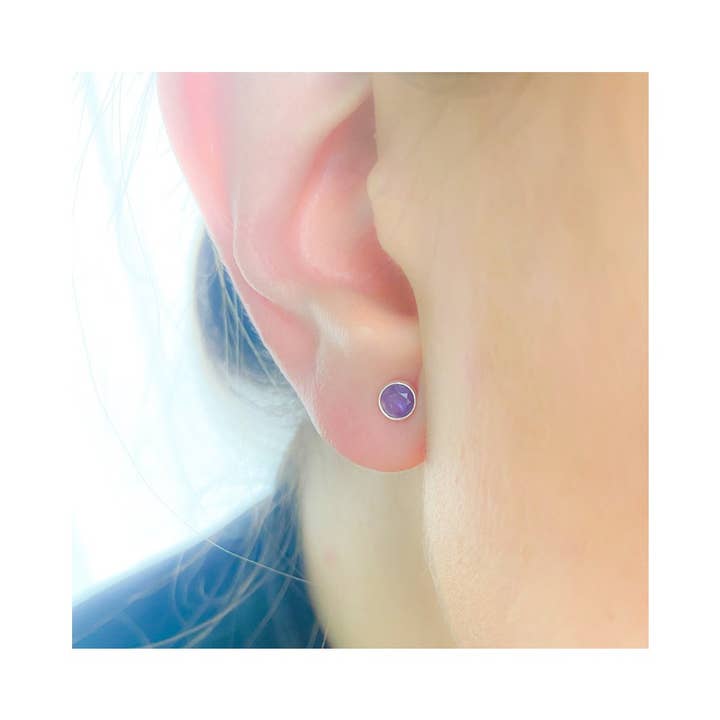 Sterling Silver 925 Amethyst Stone Earrings 4Mm for wholesale by COM FORSA SL