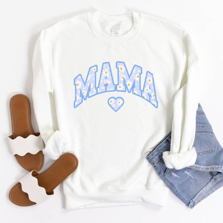 Sweatshirt Mama Floral Daisy (bleu) pour la vente par Light & Shine