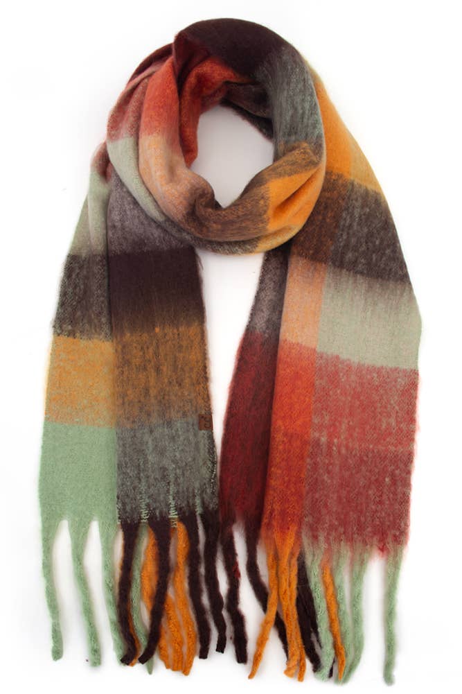 Hana - Wholesale Scarf - Women's - C.C Multi Color Block Plaid Check Pattern Woven Winter Scarf3
