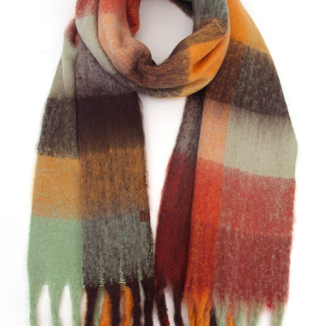 Hana - Wholesale Scarf - Women's - C.C Multi Color Block Plaid Check Pattern Woven Winter Scarf3