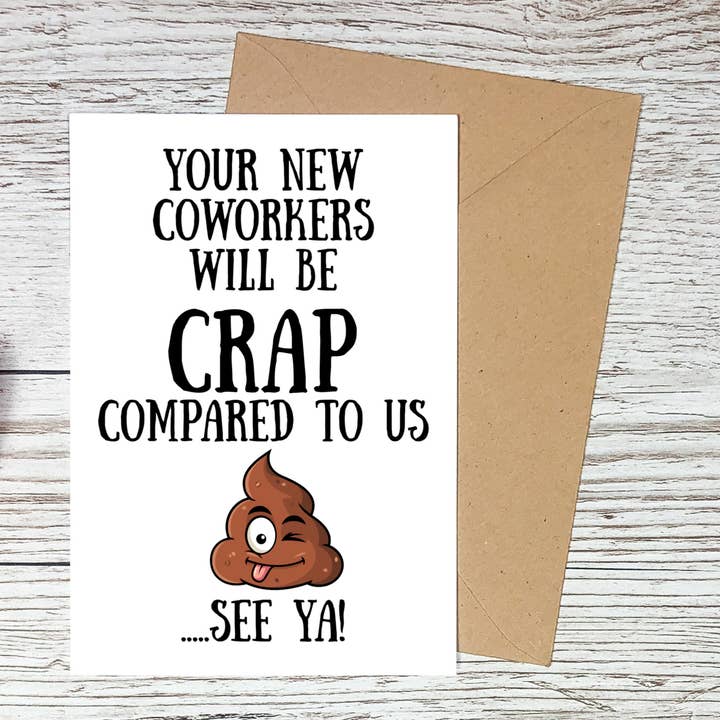 Tarjeta de despedida de compañero de trabajo, tarjeta de promoción, tarjetas sarcásticas y divertidas para venta al por mayor de Sorry Not Sorry Co