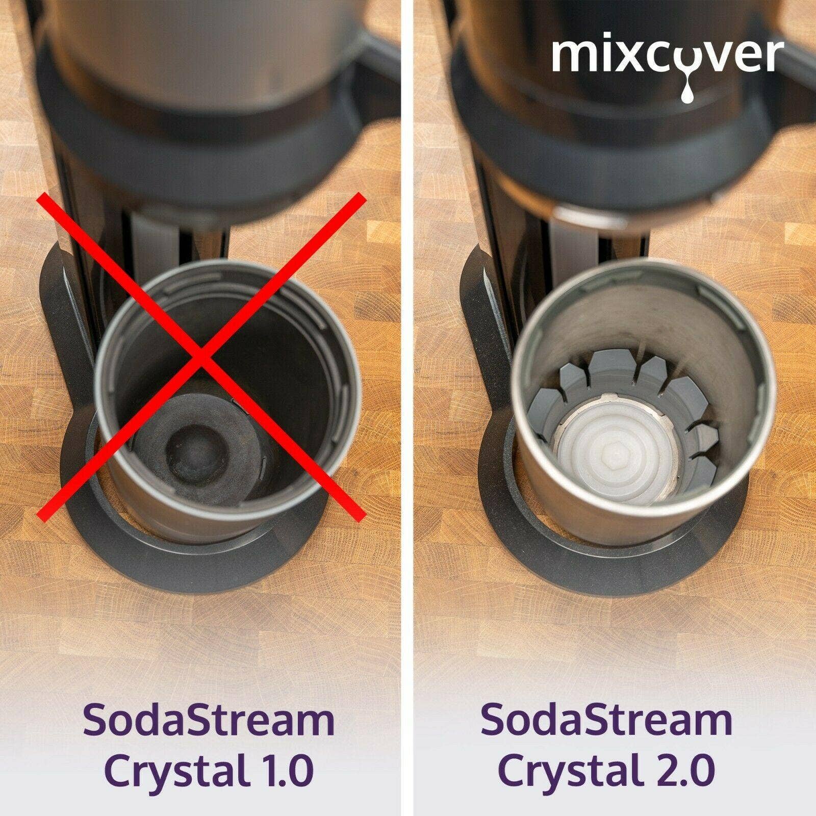 Mixcover GmbH - Vendita all'ingrosso Bibite/bevande gassate - Bottiglia in vetro Mixcover compatibile con SodaStream Crystal 2.0 con il 10% in più di volume Dark Grey7