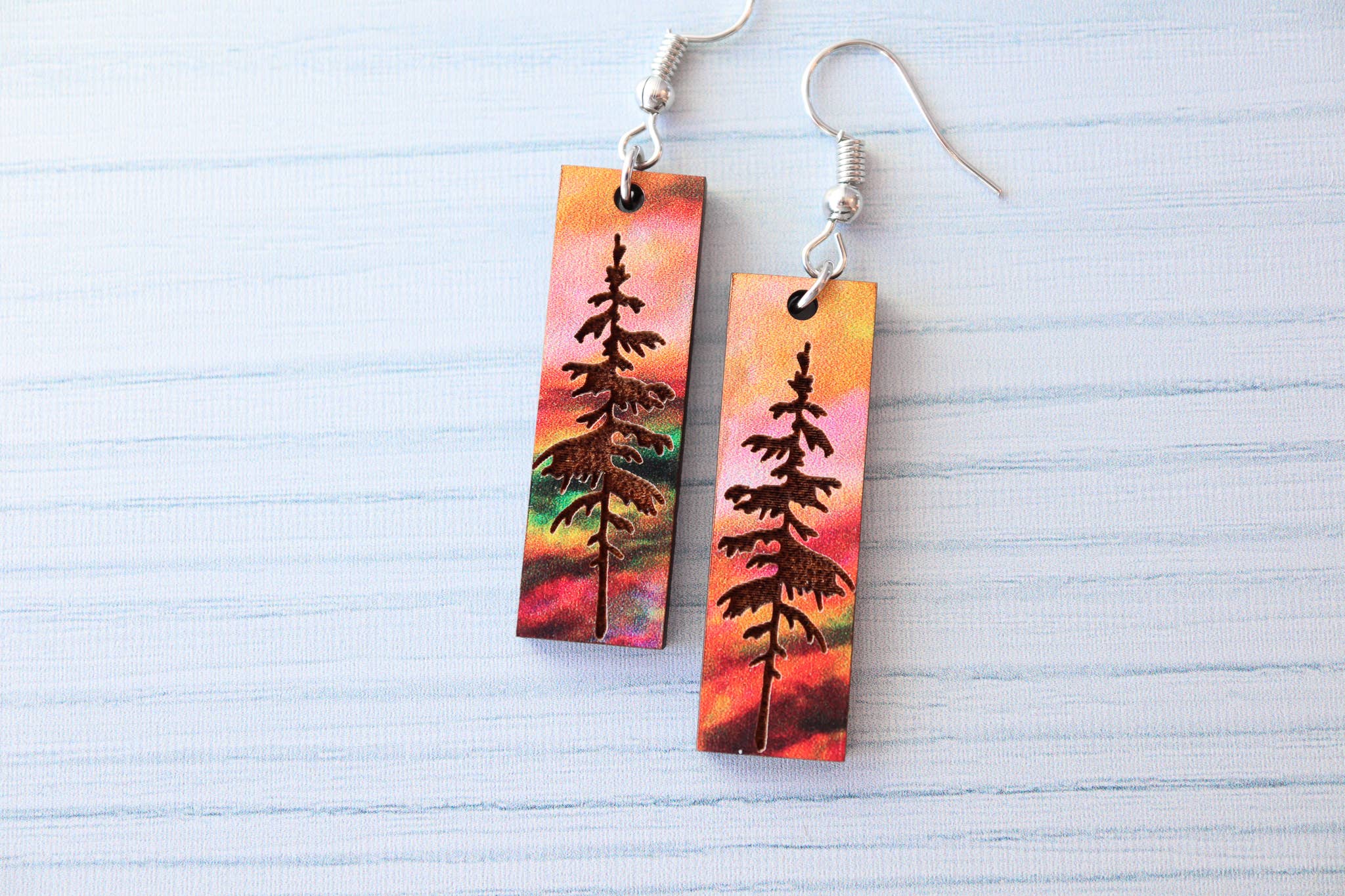 Nine Mile Creative - Wholesale Dangle Earrings - Aurora Pine Forest Wood Dangle Earrings Pendant6
