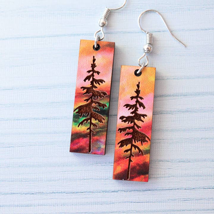 Nine Mile Creative - Wholesale Dangle Earrings - Aurora Pine Forest Wood Dangle Earrings Pendant6
