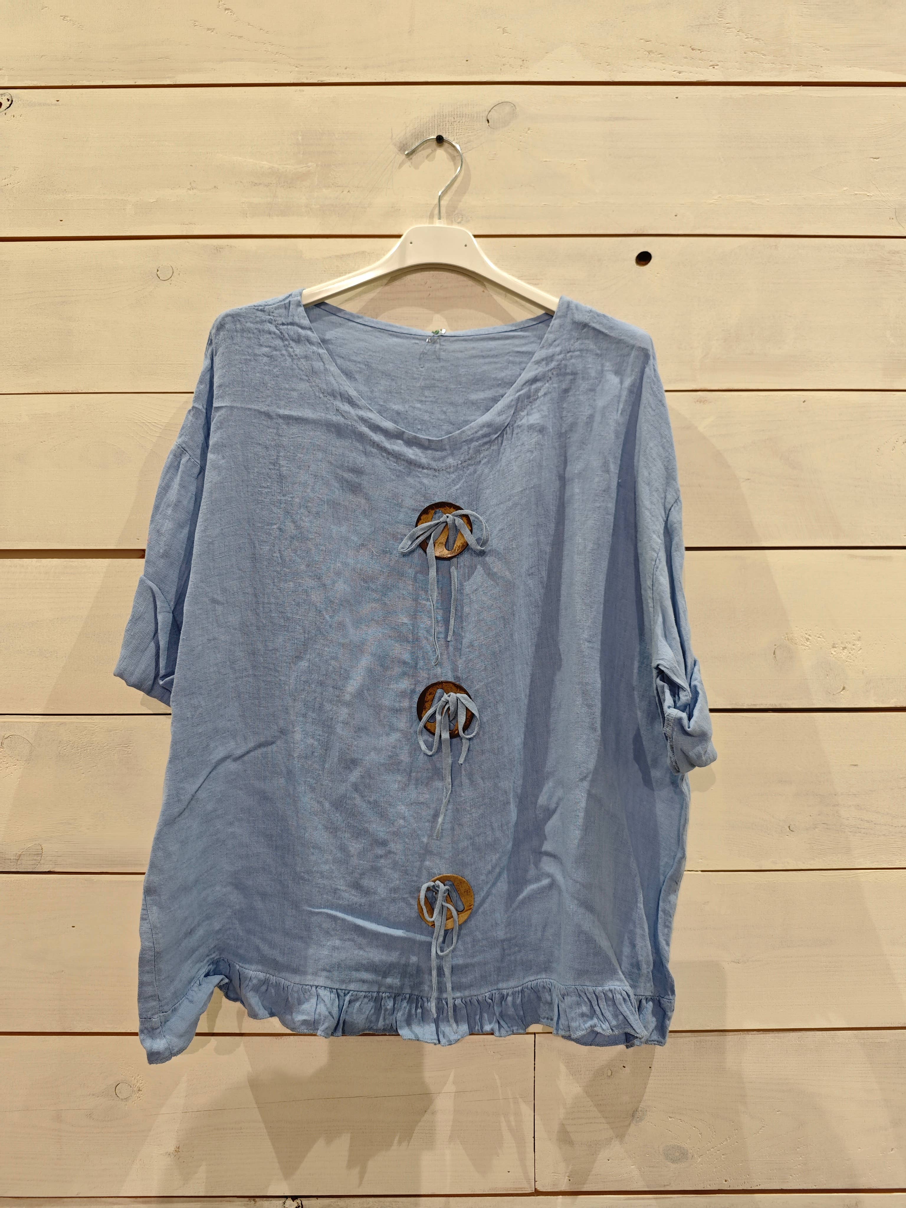 Linos y Textiles – wholesale Blus - Dam – Ringblus i 100 % linne1