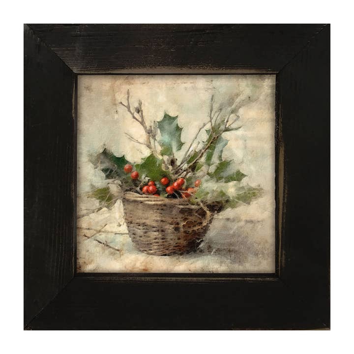 ginger blue - Wholesale Art Print - Basket- holly berries3