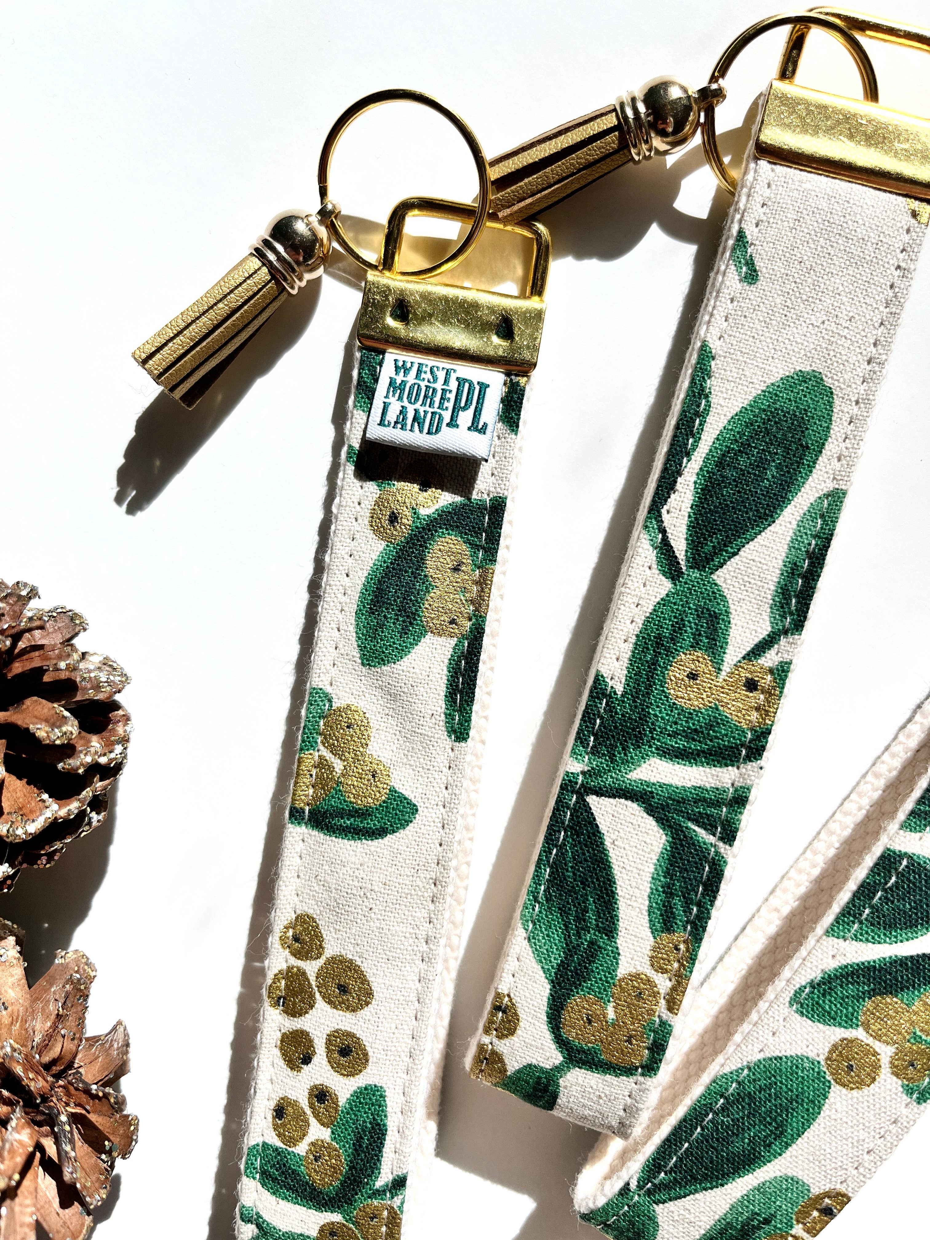 Westmoreland Place - Wholesale Keychain - Women's - Limited Winter Edition - Greenery & Gold Key Fob Wristlet1