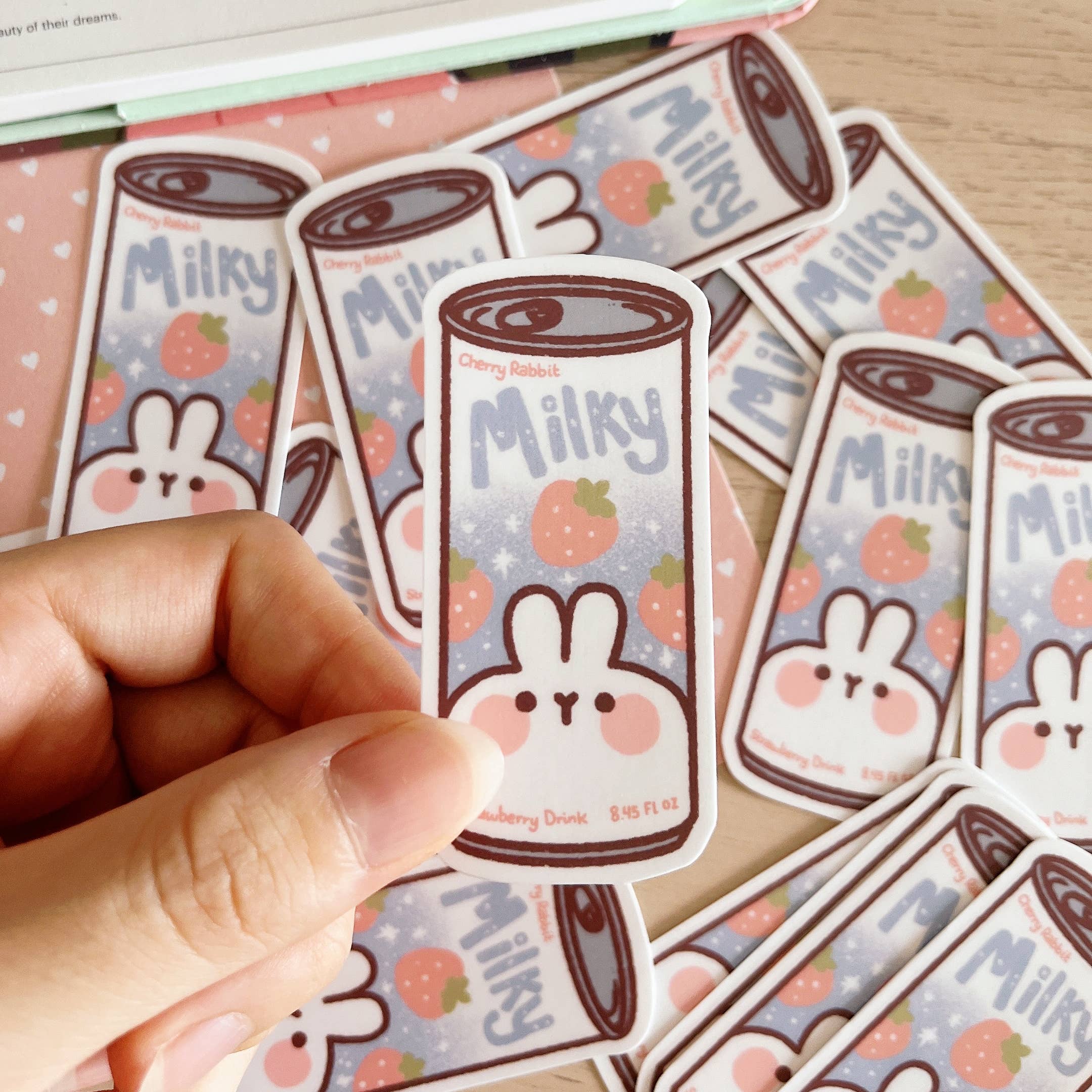 Cherry Rabbit - Wholesale Sticker - Strawberry Milky Drink Sticker2